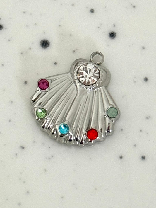 Colourful Embellished Silver Shell Charm