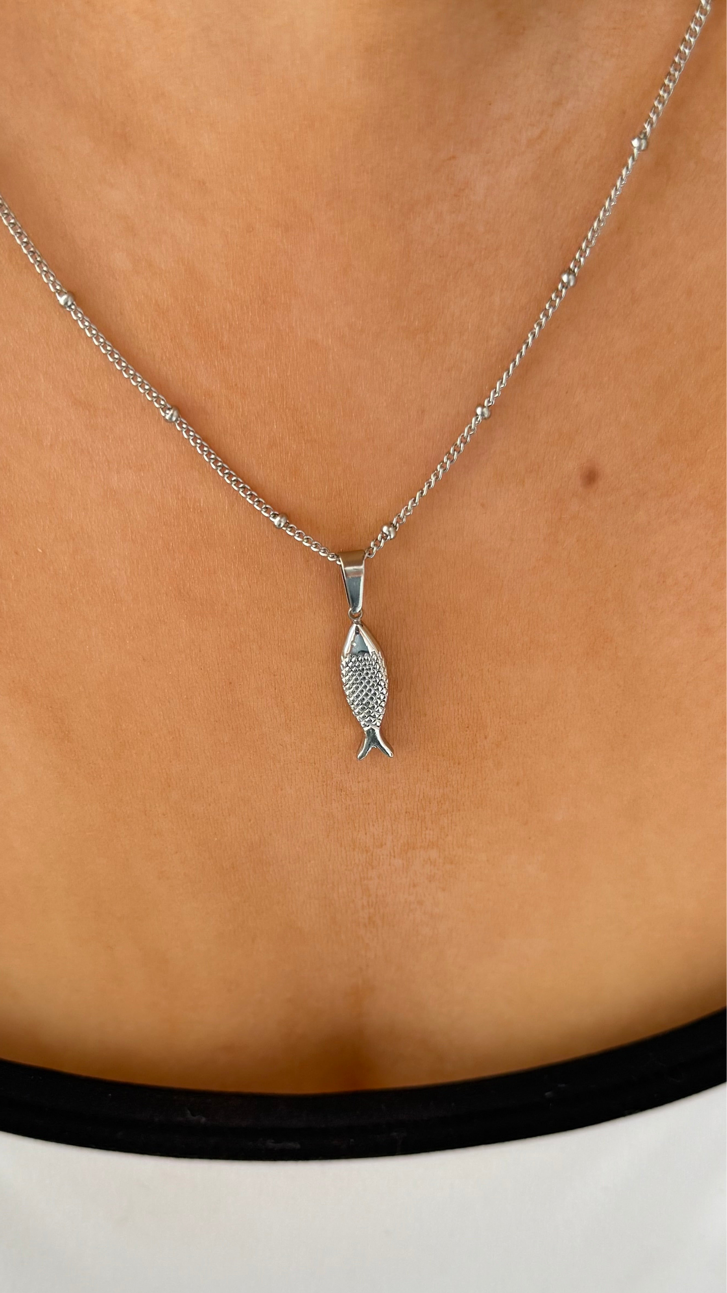 Silver Fish Pendant Necklace
