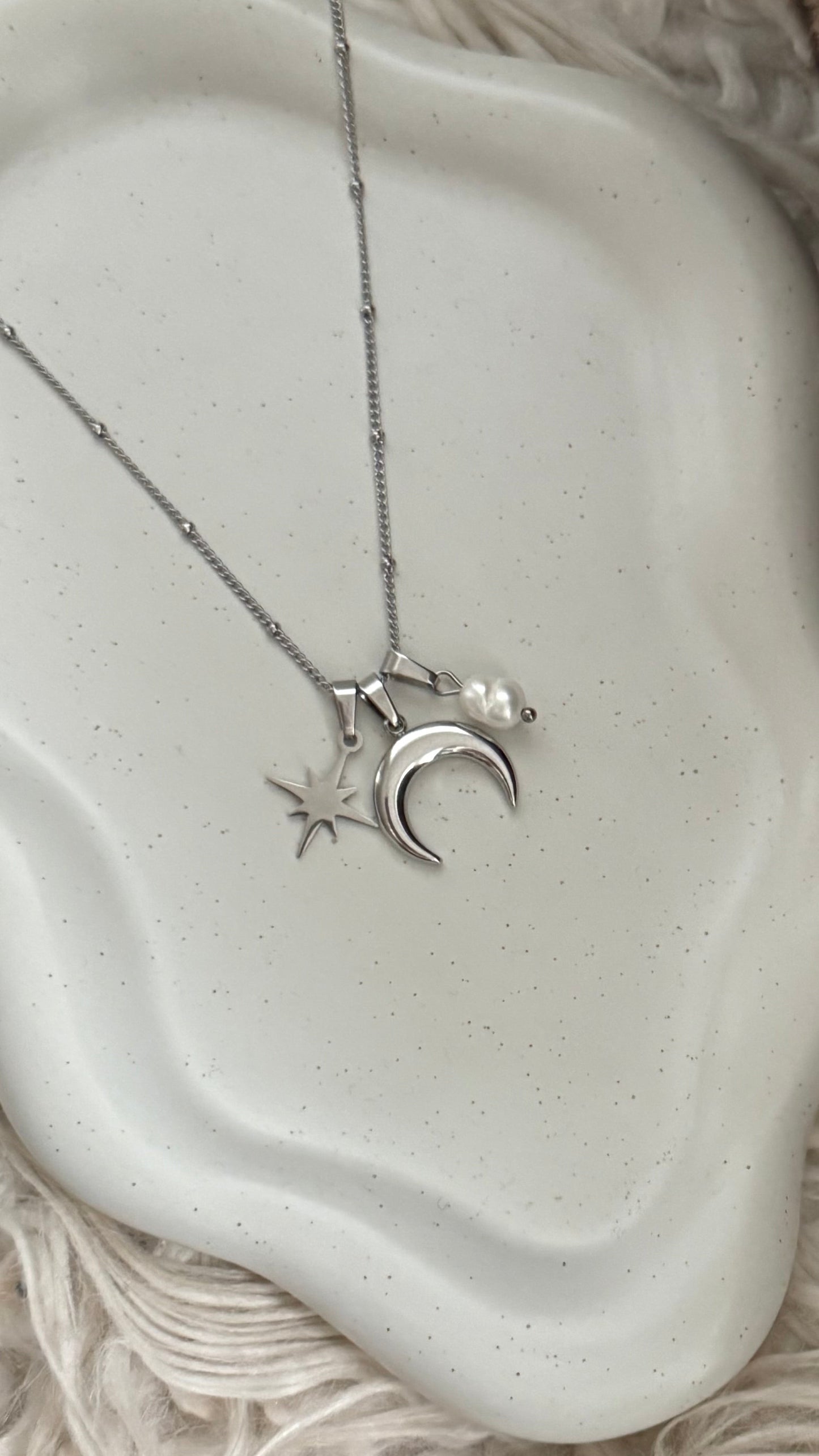 In The Clouds Silver Charm Necklace